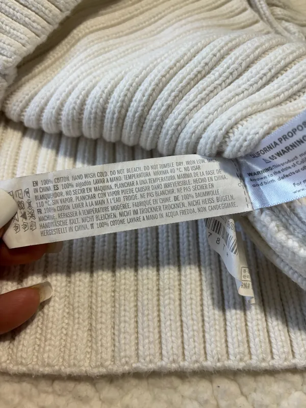 English Factory white Minimalist Cropped Ribbed Knit Sweater Medium 100% Cotton - Image 8