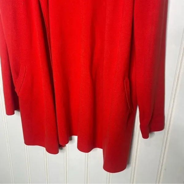 J. Crew Red Open Front Cotton Sweater Blazer Cardigan Pockets Size L 475 - Image 5