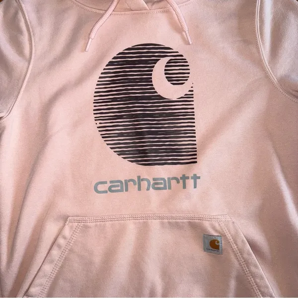 CARHARTT Rain Defender‎ Relaxed Fit Midweight Logo Graphic Sweatshirt Pink Small - Image 4