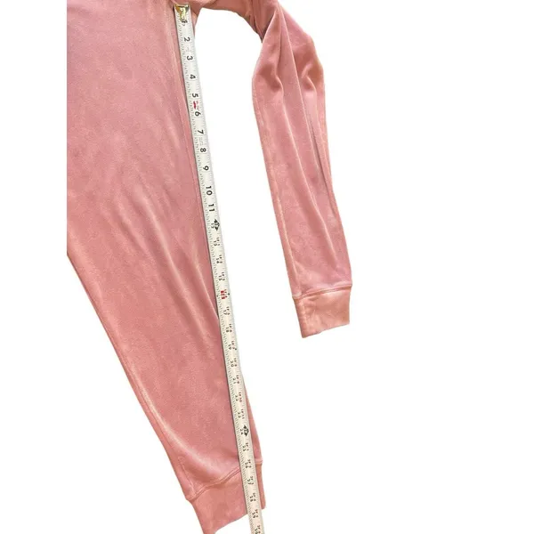 Juicy Couture Velour Dusty Rose Mauve Juicy Rhinestone Spell out Jogger Pants S - Image 9