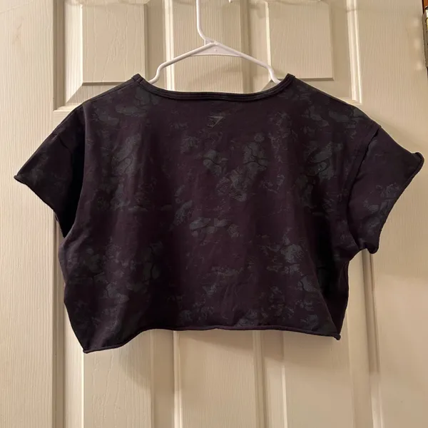 Gymshark Womens KK Twins Raw Crop Top Shirt Size Large Black Grey Destroyed Look - Image 2