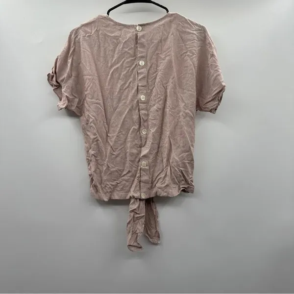 Madewell Button-Back Tie Short Sleeve Tee in Stripe‎ Size M - Image 6
