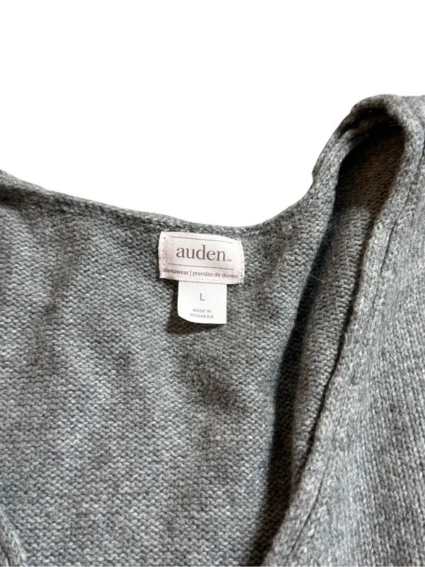 Auden Grey Cozy Soft Ribbed Knit V-Neck Pullover Loungewear Sweater Large L - Image 2