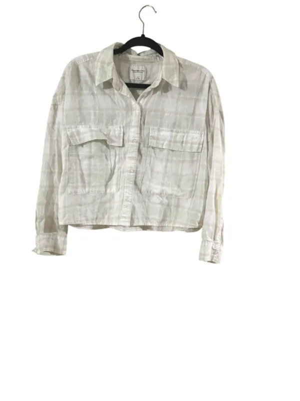 Women's Abercrombie & Fitch Plaid Button Down Shirt S White Green - Image 7