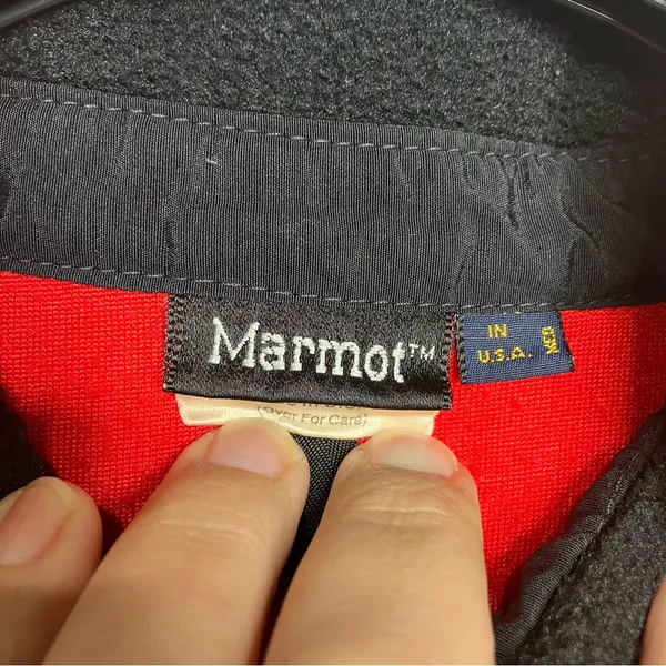 Marmot red fleece‎ half zip pullover made in the USA size medium - Image 4