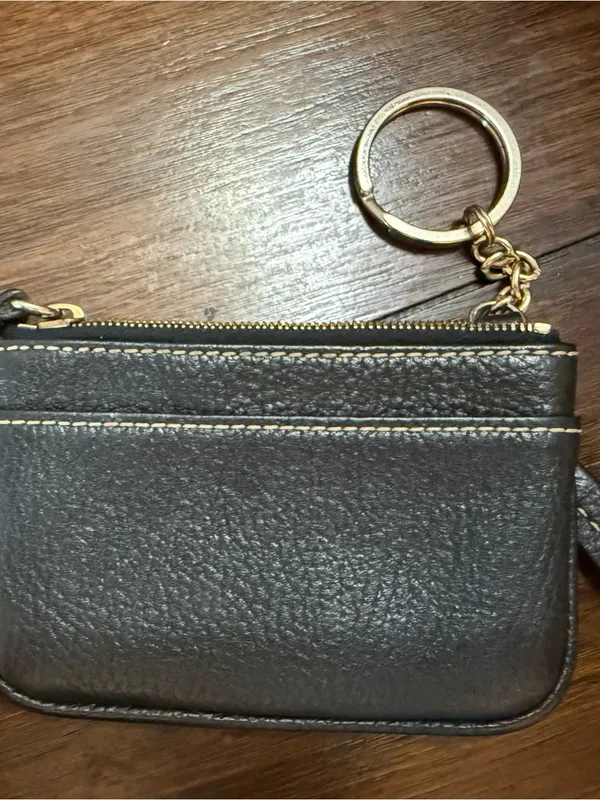 Dooney & Bourke Dark Brown Pebbled Leather Wristlet with Gold Hardware - Image 2