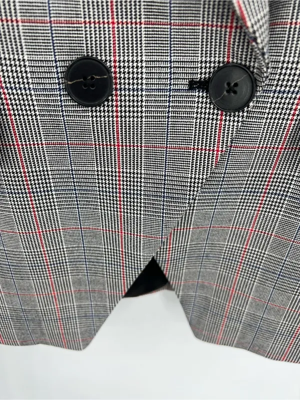 Banana Republic Glen Blazer Jacket Plaid Print Double-Breasted Stretch Size 2 - Image 14