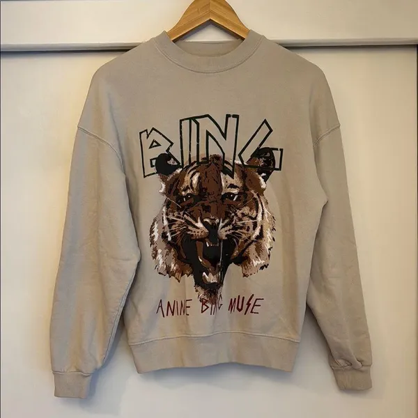 Anine Bing XS Muse Tan Stone Tiger Sweatshirt - Image 2