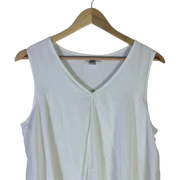 Bar III Womens Ivory Layered V-Neck Sleeveless Draped Blouse Top Large 43141 - Image 3