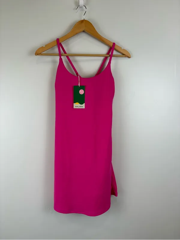 NWT Halara SoftlyZero Plush Backless Active Dress Women's Size Small Fuchsia - Image 2