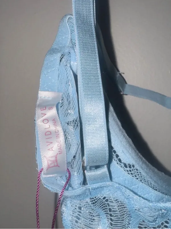 Avidlove Light Blue Lace Underwire Peek a boo Bra - Image 3