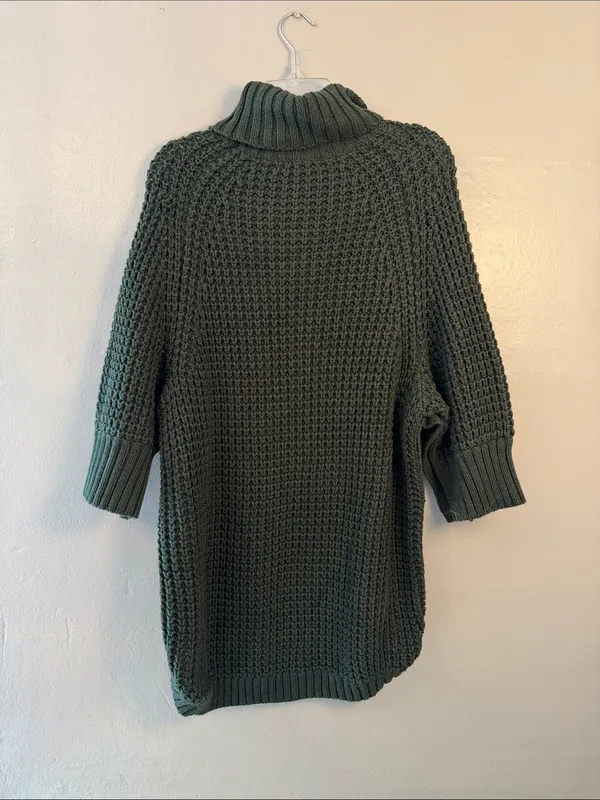 J. Crew Olive Green Chunky Turtleneck Sweater with Button Cuffs size small - Image 7