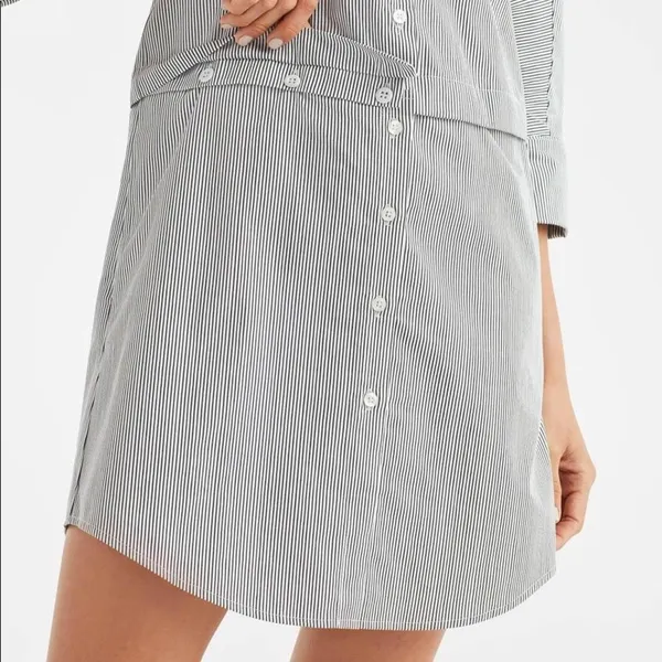 VETTA Capsule Convertible Shirt Dress Blue White Stripe Minimalist M Office NEW - Image 2
