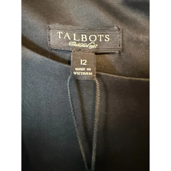 Talbots Sheath Dress Womens 12 Black Satin Pleated Formal Cocktail LBD NWT - Image 2