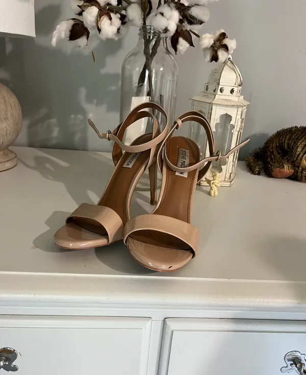 Steve Madden Reno Sandals High Heels Stiletto Tan Size 8.5 - Image 10