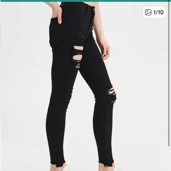 American Eagle Black‎ Distressed High Rise Jeggings - Image 2