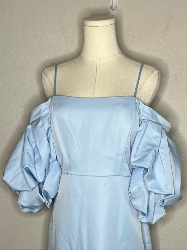 NEW Petal + Pup Fern Puff Sleeve Off Shoulder Mini Dress in Icy Blue - Image 5