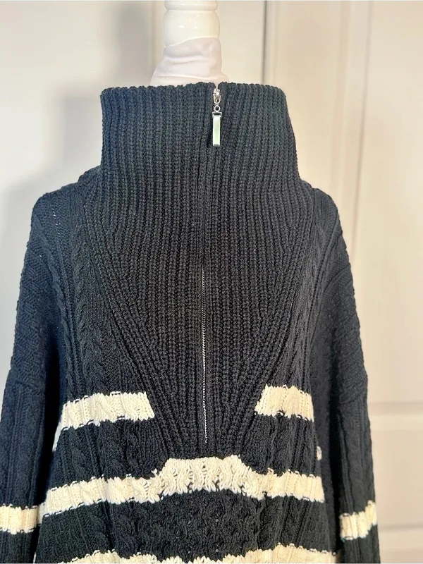 La Ligne x Target Sweater 4X Navy White Cable Knit Quarter Zip Plus Size Coastal - Image 7