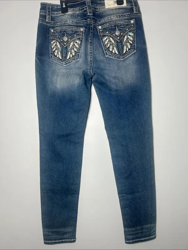 Miss Me Jeans Women's Size 30 Hailey Skinny Jeans Embellished Embroidered Bling - Image 10