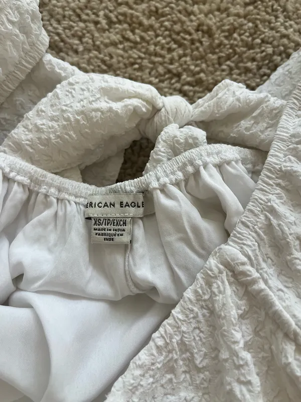 American Eagle Dress White Mini Tie Back - Image 4