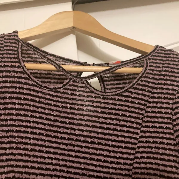 Free People Beach Striped Knit Skater Dress XS Xtra Small Purple and Black Short - Image 2