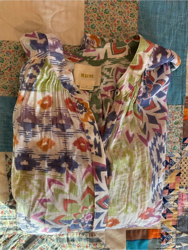 Maeve Anthropologie Boho Aztec Print Kimono Blouse Oversized Small - Image 9