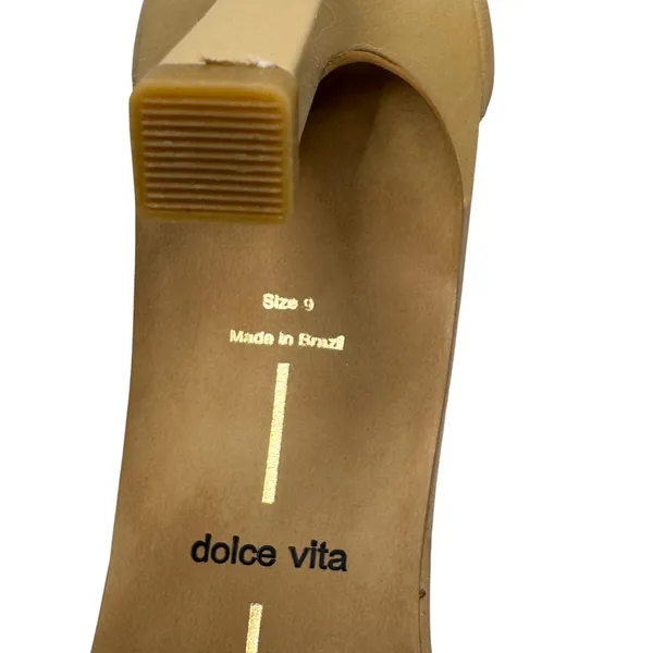 Dolce Vita Serlo‎ Mesh Heels Cafe Mesh Nude Tan Leather Size 9 Stiletto Sandals - Image 2