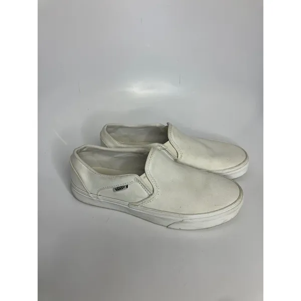 Vans Asher canvas all white slip on‎ sneakers loafers women's size 8.5 casual - Image 2