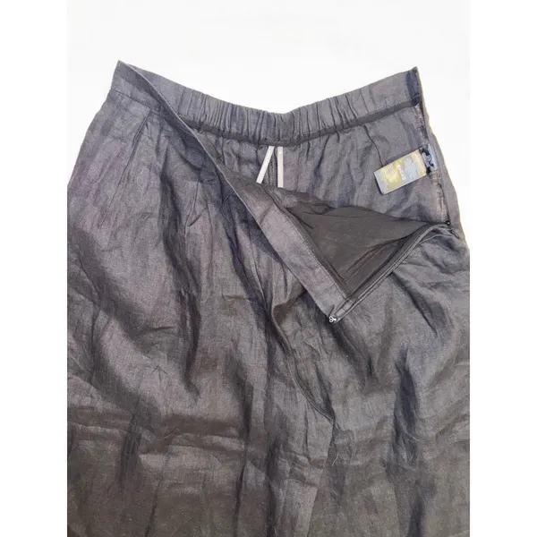 Anthropologie Pleated Culotte Trousers Black 100% Linen Wide Leg Cropped NWT Med - Image 6