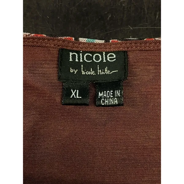 Nicole By Nicole Miller Shirt Womens XL Orange Boho Floral V Neck Top Blouse - Image 5