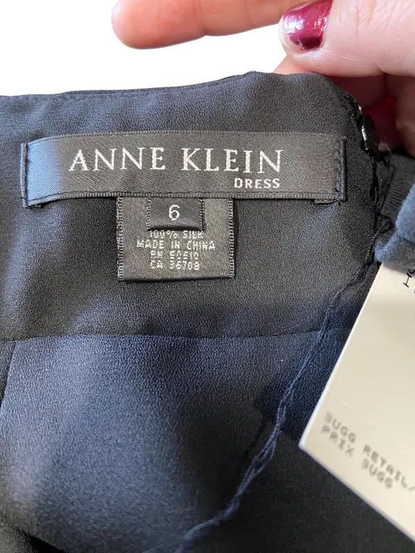 Anne Klein 100% Silk Midi Dress Black Size 6 NWT Wedding, Special Occasion Party - Image 3