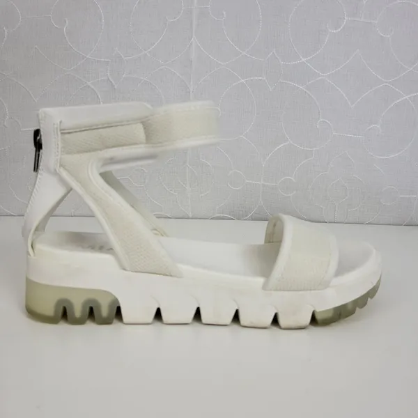 MIA Women's Ellyson Sandals 6.5 White Leather Casual Ankle Strap Flat Back Zip - Image 3