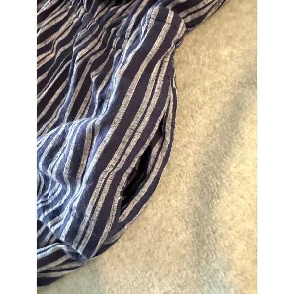 Aerie Strapless Striped Jumpsuit Women Medium Navy Blue Smocked Tie Front Jogger - Image 11