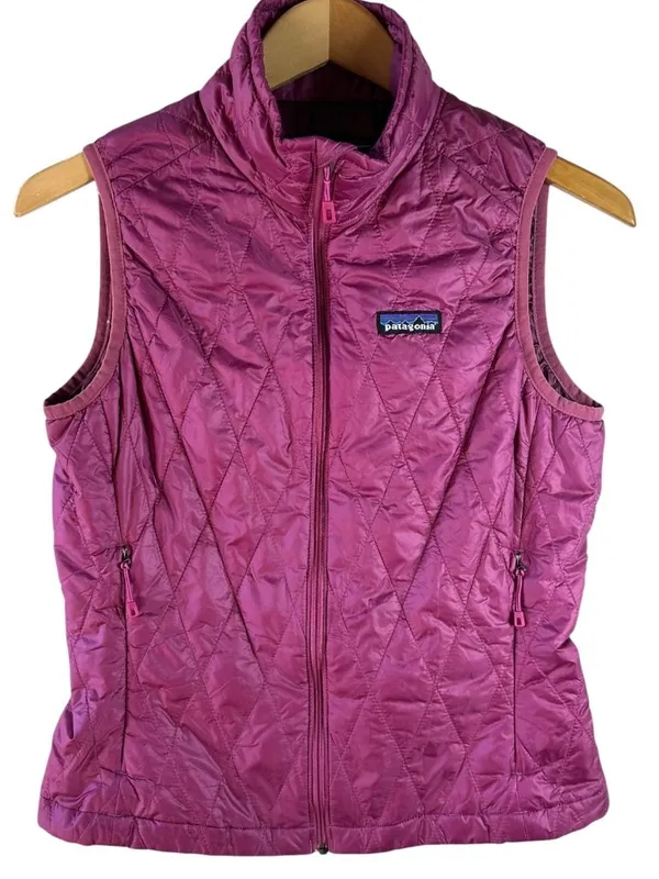 Patagonia Nano Puff Vest Womens XS Magenta Purple PrimaLoft Quilted Full Zip - Image 2