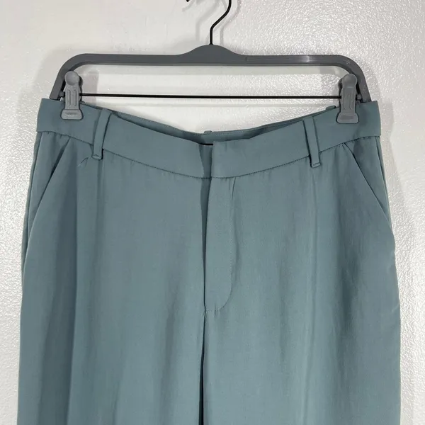 Zara Wide Leg Trousers High Waist Flowy‎ Palazzo Pant Career Sage Green Large - Image 4