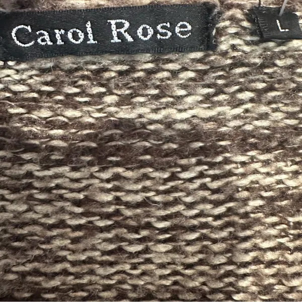Carol Rose Cardigan Knit Sweater Size Large Brown Cream Button‎ Down - Image 7