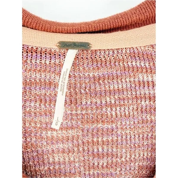 Free‎ People Making Memories Collared Sweater Women's Size L Orange Preppy - Image 7