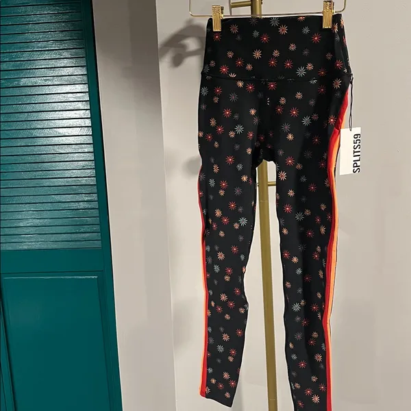 Splits59 NWT Sydney High Waist Techflex 7/8 Leggings Multi Floral + Red Stripes - Image 5