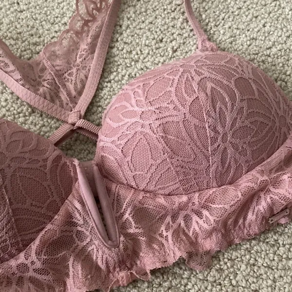 NEW Victoria’s Secret PINK Date Push-Up Lacy Notch Front Bralette Mauve 32C NWOT - Image 2