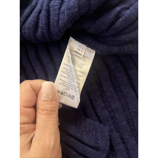 Small FP Free People Beach Veda Navy Ribbed V-Neck Sweater Vest Tank Top - Image 4