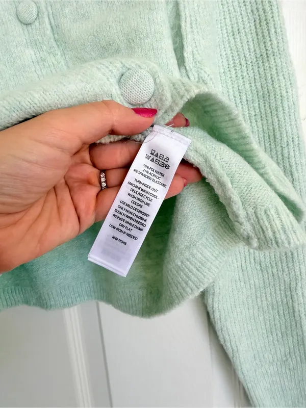 Song of Style Revolve Mint Sea Foam Green Crewneck Cardigan Sweater M - Image 4
