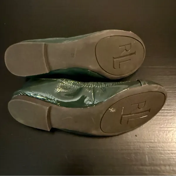 Lauren Ralph Lauren Dark Green Flats with‎ Gold Buckle size 6 - Image 6