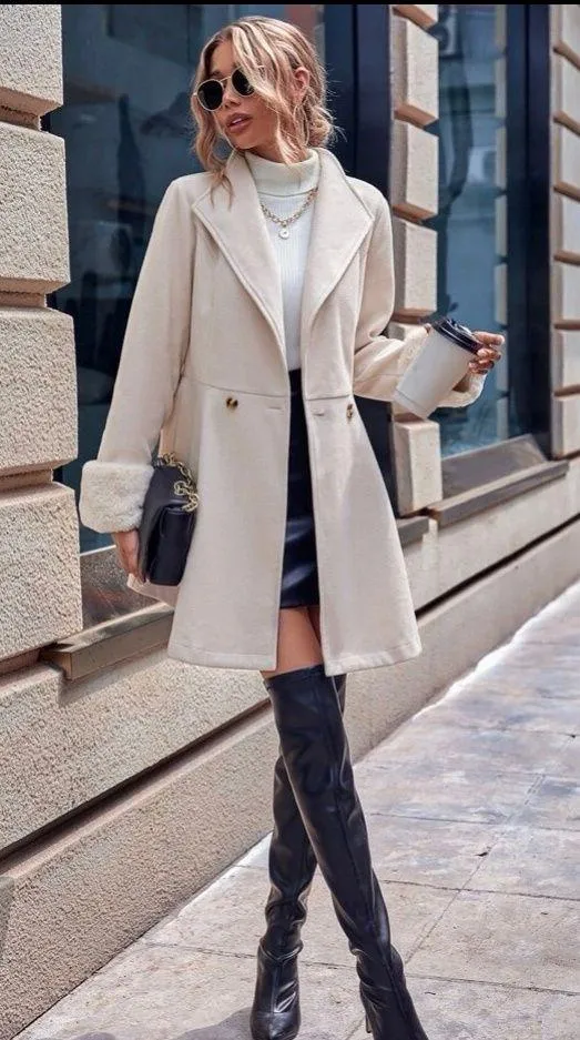SheIn Waterfall Neck Double Button Overcoat - Image 3