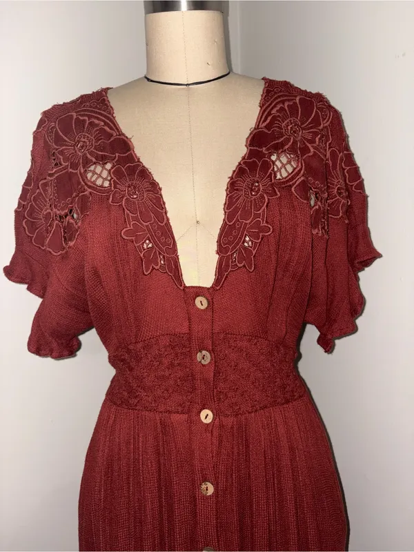 Free People Colette Maxi Dress Size Small Retail $198 Cinnamon - Image 5