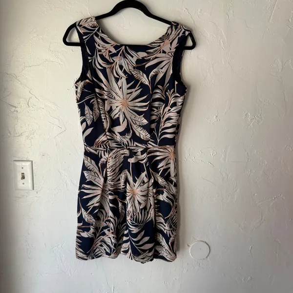 Vero Moda Tropical Romper Size S‎ Navy Palm Print Blue Lace Back Coastal Chic - Image 3