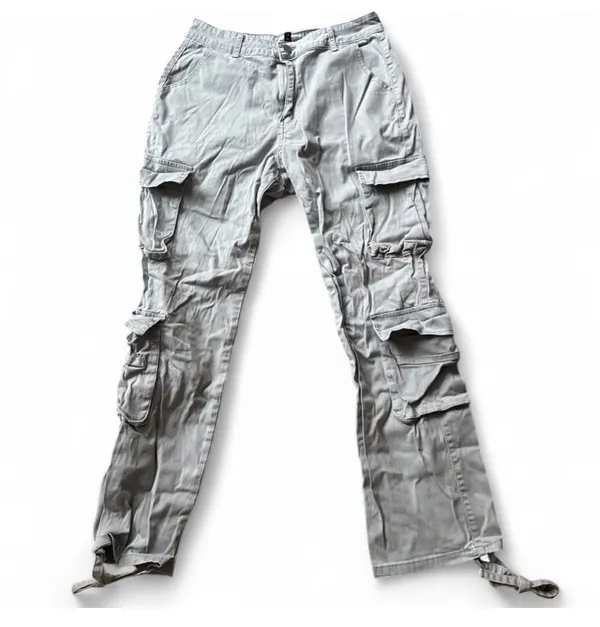 Gilipur Gray Khaki Cargo Pants with multiple pockets & decorative ankle straps - Image 3