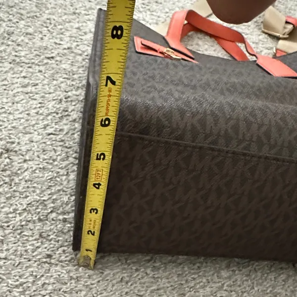 Michael Michael Kors Brown Tote with Orange Trim and Logo Print - Image 8