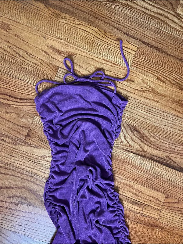 Princess Polly Purple Ruched Halter Dress - Image 3