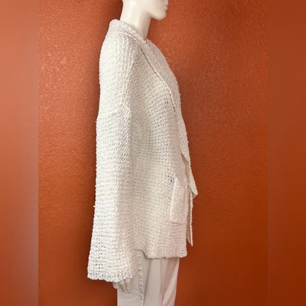 POL - Ivory/Oatmeal Loose Weave Cozy Cardigan Size Medium. G#34 - Image 3