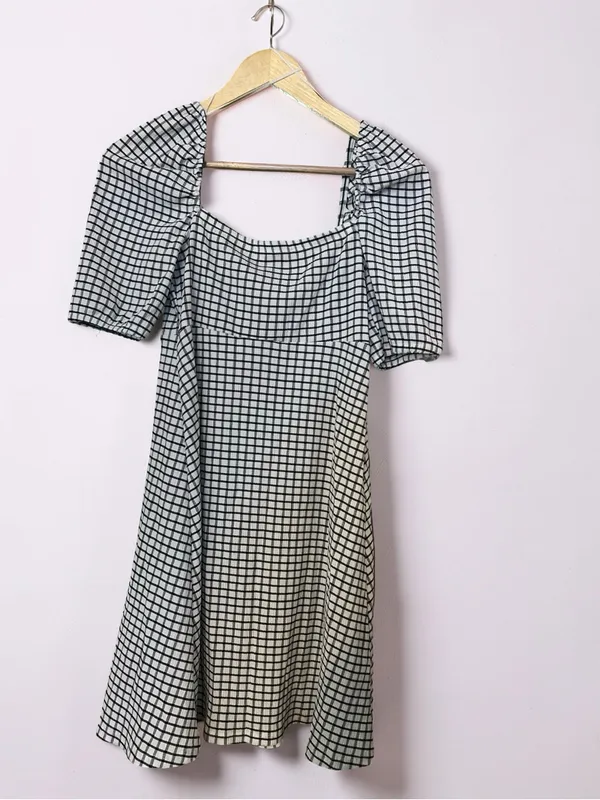 Zara Black and White Checkered Mini Dress - Size Medium - Image 12